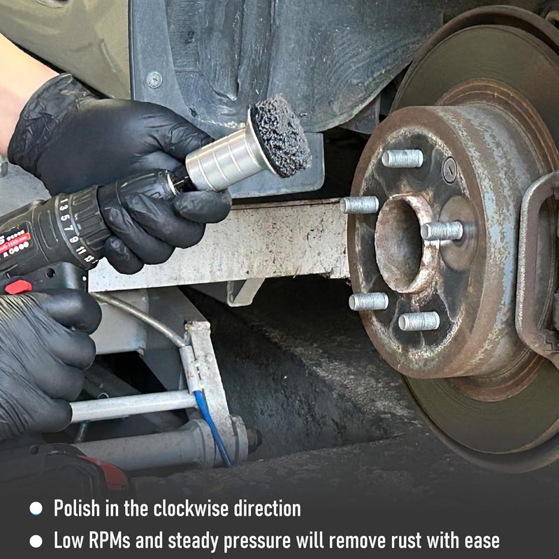 TEOFix Wheel Hub Cleaning Kit,Brake Hub Cleaning Kit Includes 3 Pads,Holder and Adapter,Fits Power Drill or 1/2" Impact Driven Wrenches - Image 5